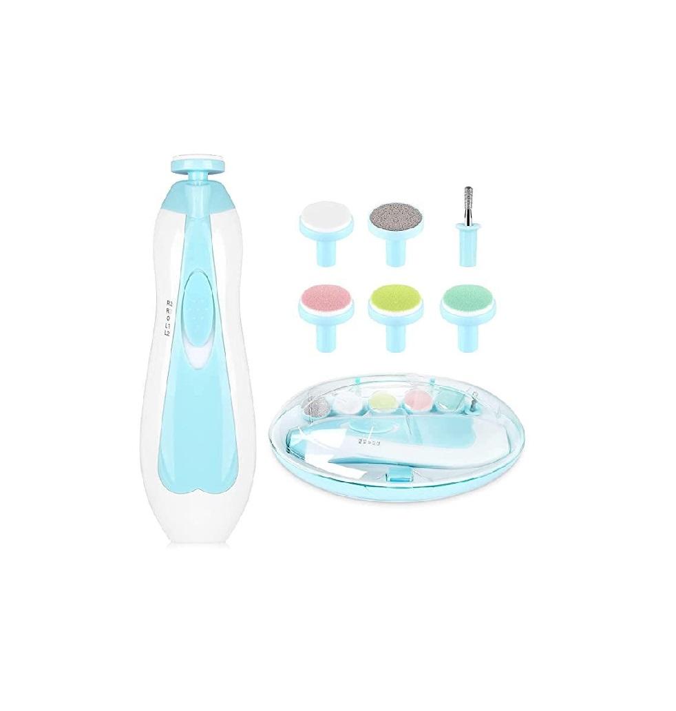TinyToys Baby Nail Grooming Kit | 2 Speed | 6 Heads | With LED & Travel Cap